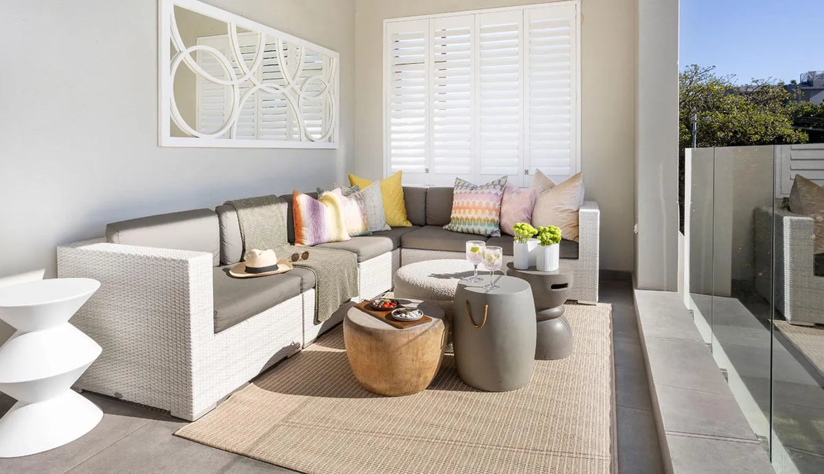 Outdoor seating area at The Clarendon Fresnaye, Cape Town, South Africa.