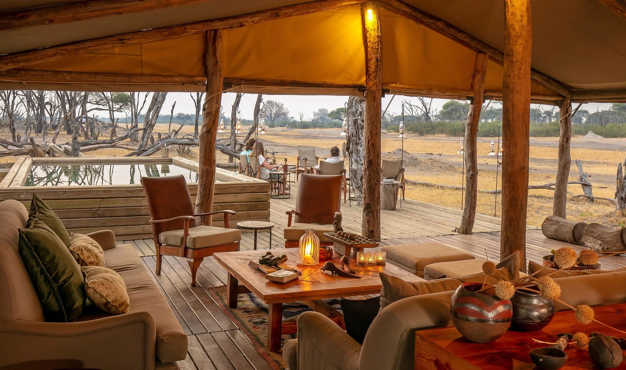 The Private Hide Lounge at The Hide Safari Camp, Hwange National Park, Zimbabwe.