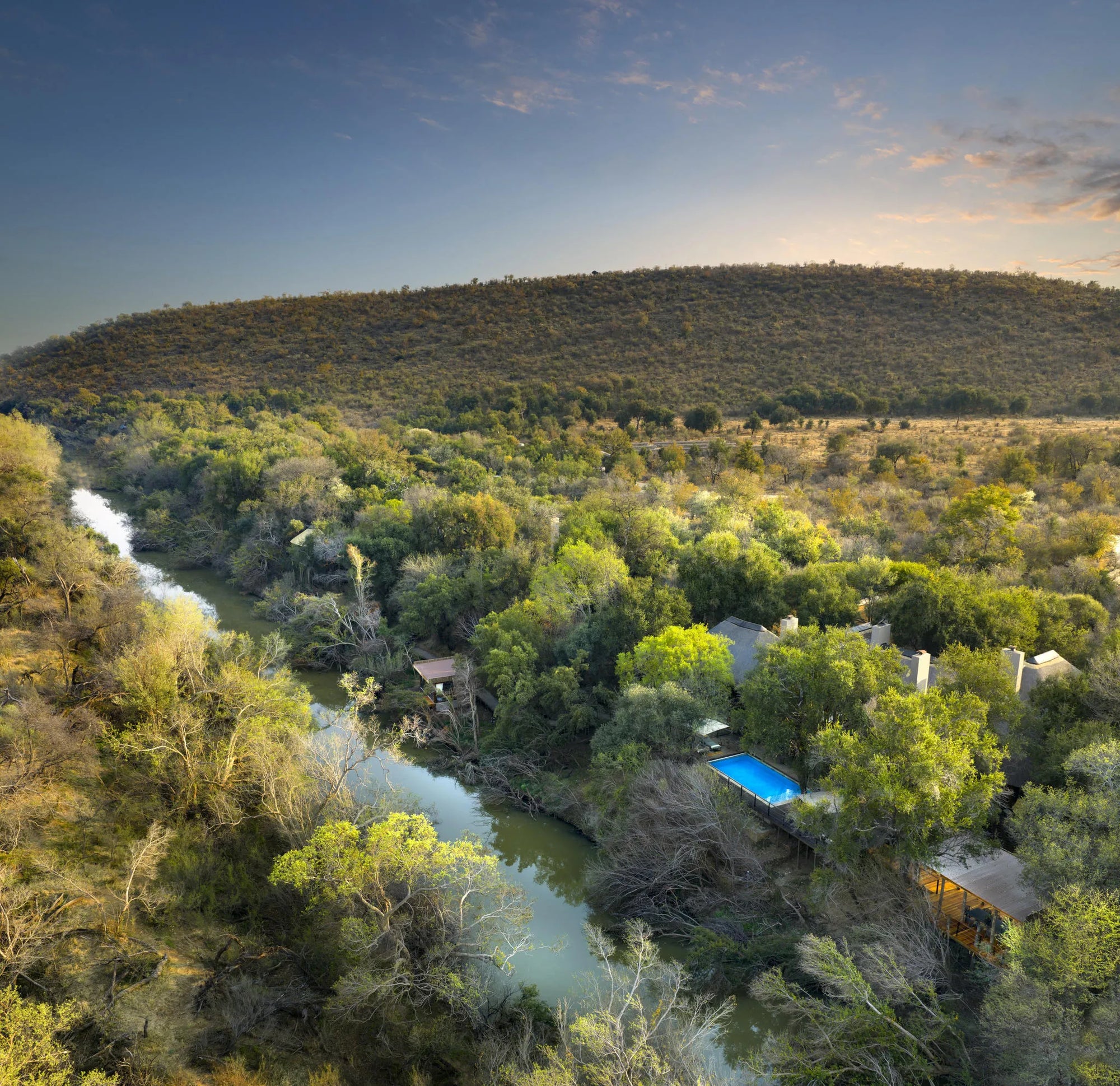 Morukuru River House - aerial view at Morukuru River House, Madikwe Game Reserve, South Africa.