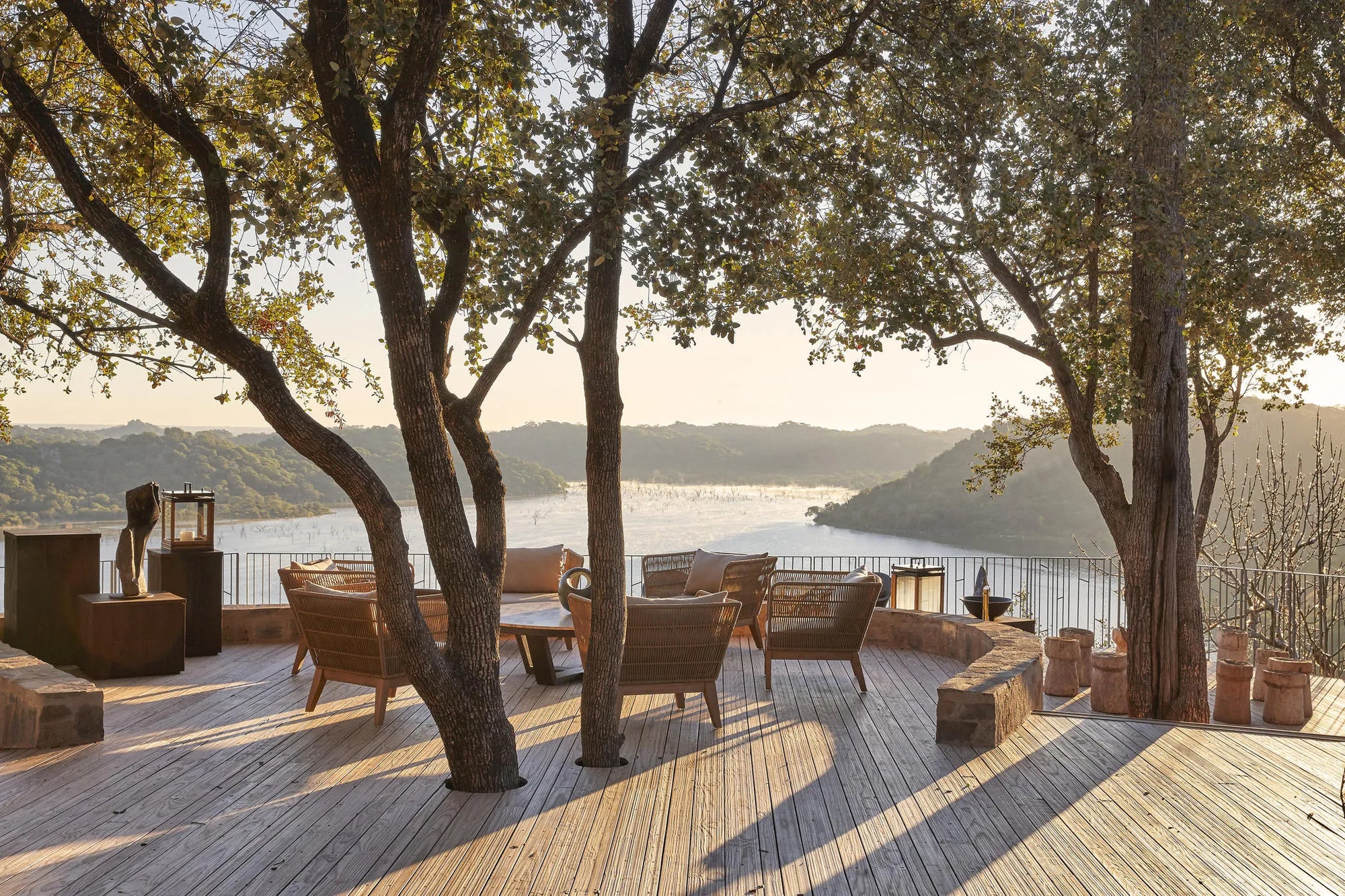 Singita Pamushana Lodge Deck at Singita Pamushana Lodge, Malilangwe Wildlife Reserve, Zimbabwe.