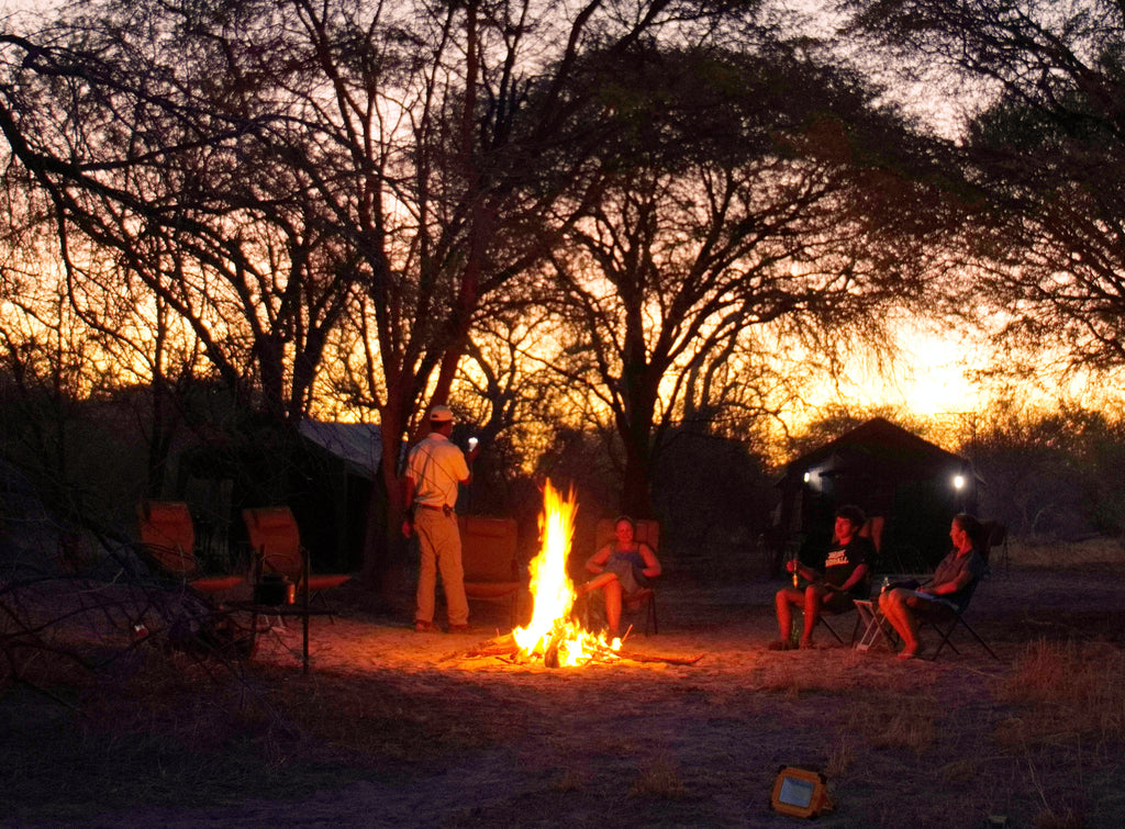 Camp setting at night
