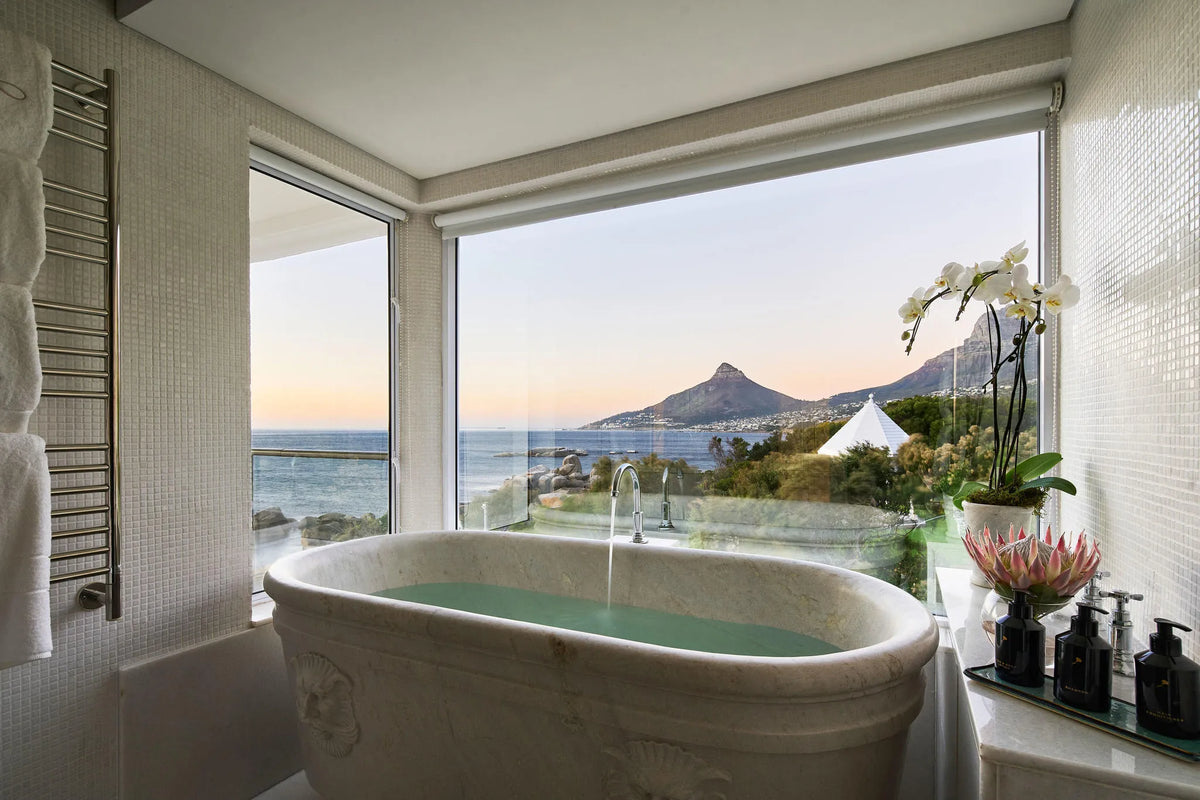 Presidential Suite Bathroom at Twelve Apostles Hotel & Spa, Cape Town, South Africa.