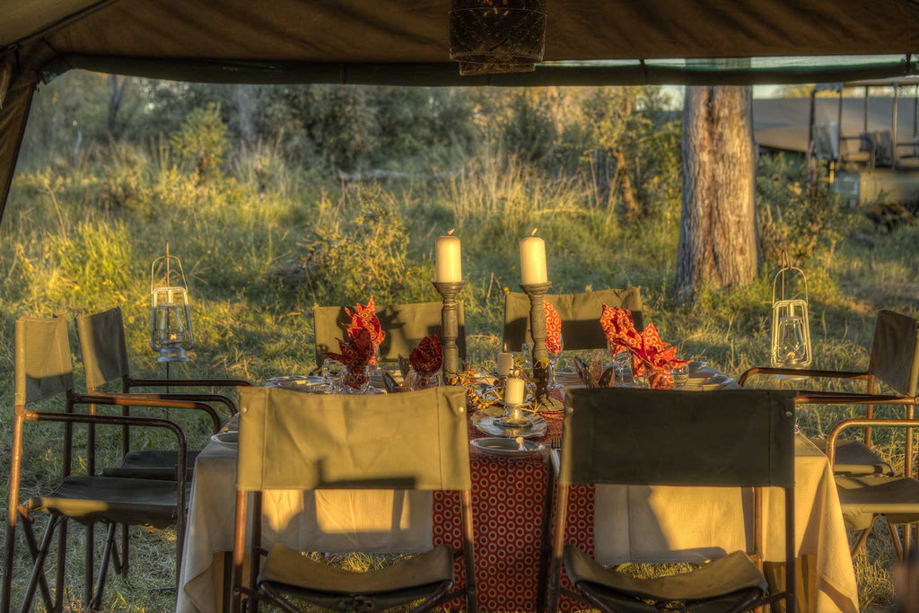 Luxury safari dinner table set up