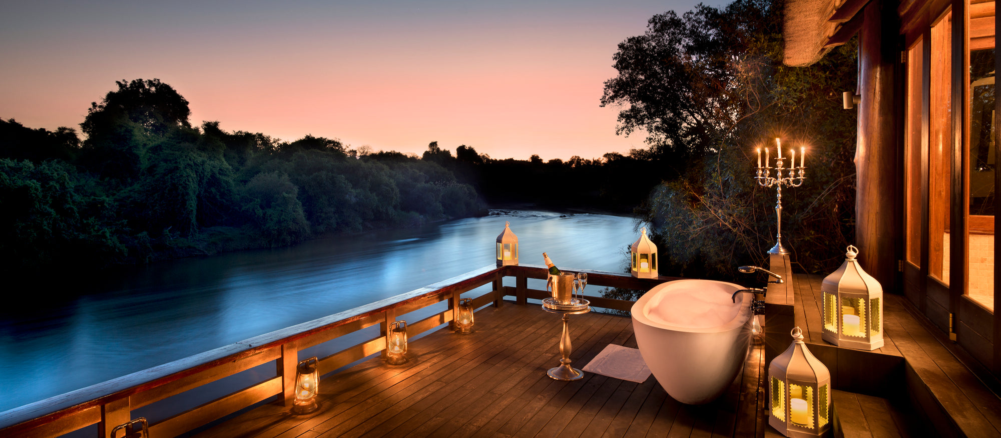 Outside bath with a view