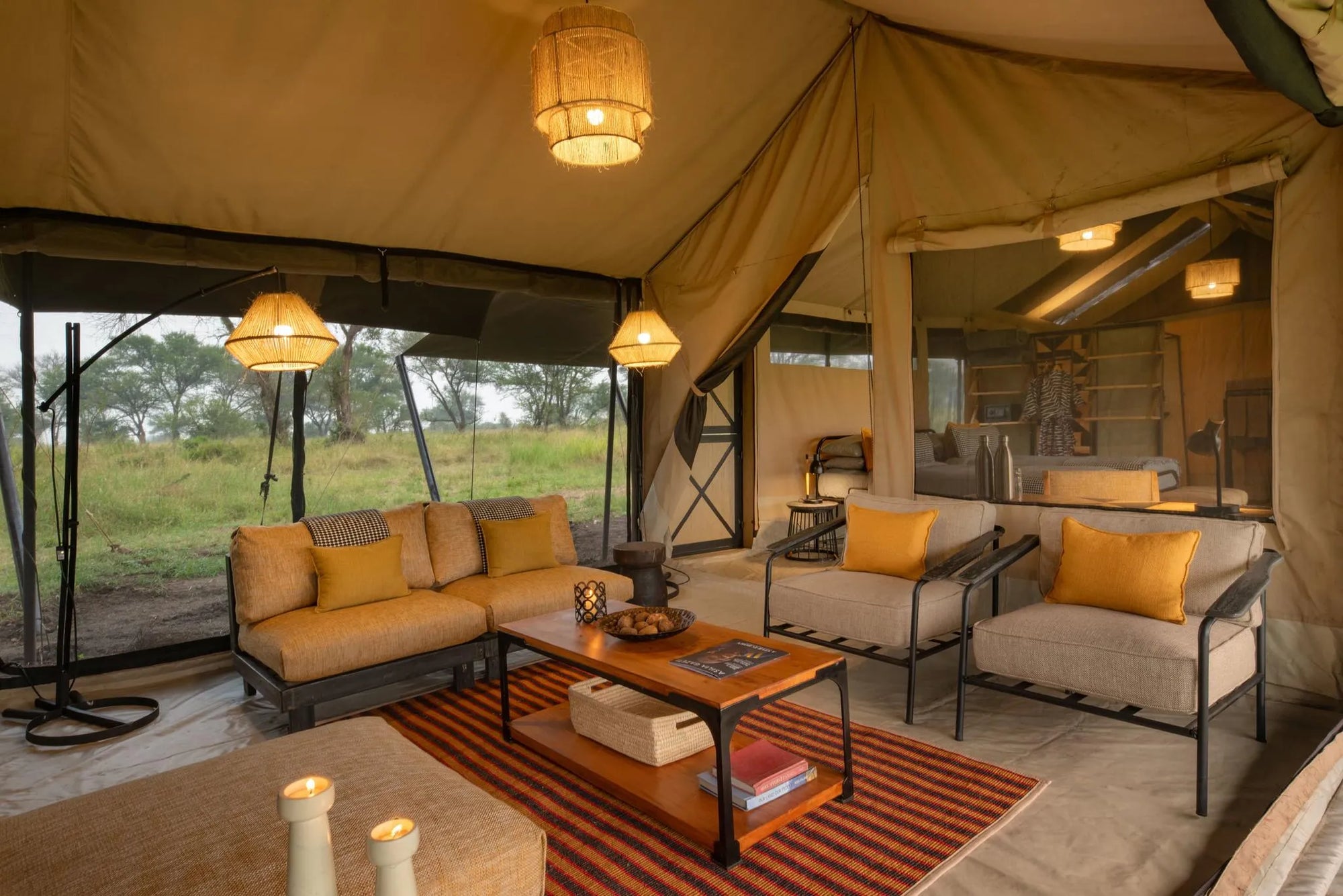 Ubuntu Camp - Lounge in Family Tent at Ubuntu Migration Camp - North (June - Nov), Northern Serengeti, Tanzania.