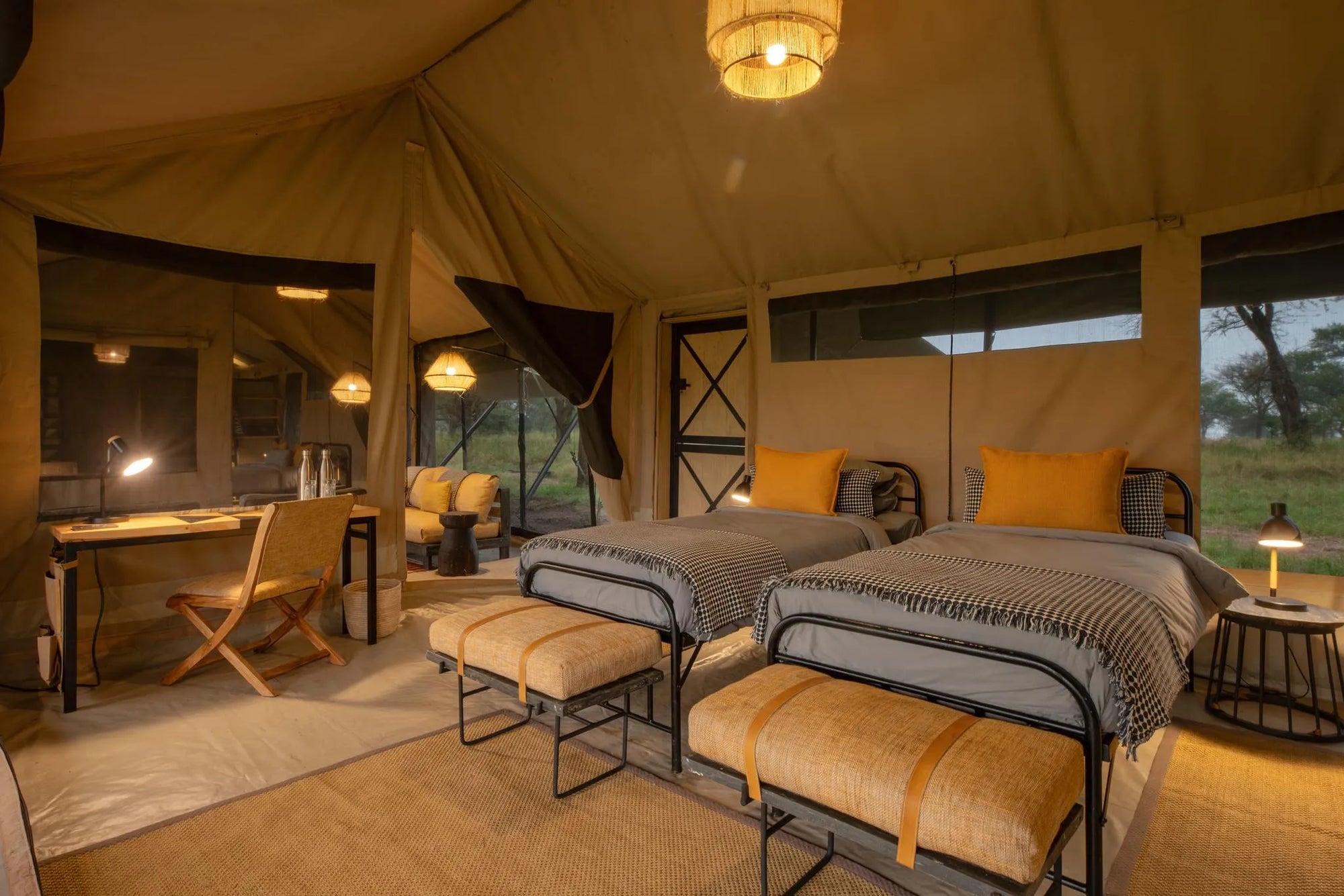 Ubuntu Camp - Twin Room in Family Tent at Ubuntu Migration Camp - North (June - Nov), Northern Serengeti, Tanzania.
