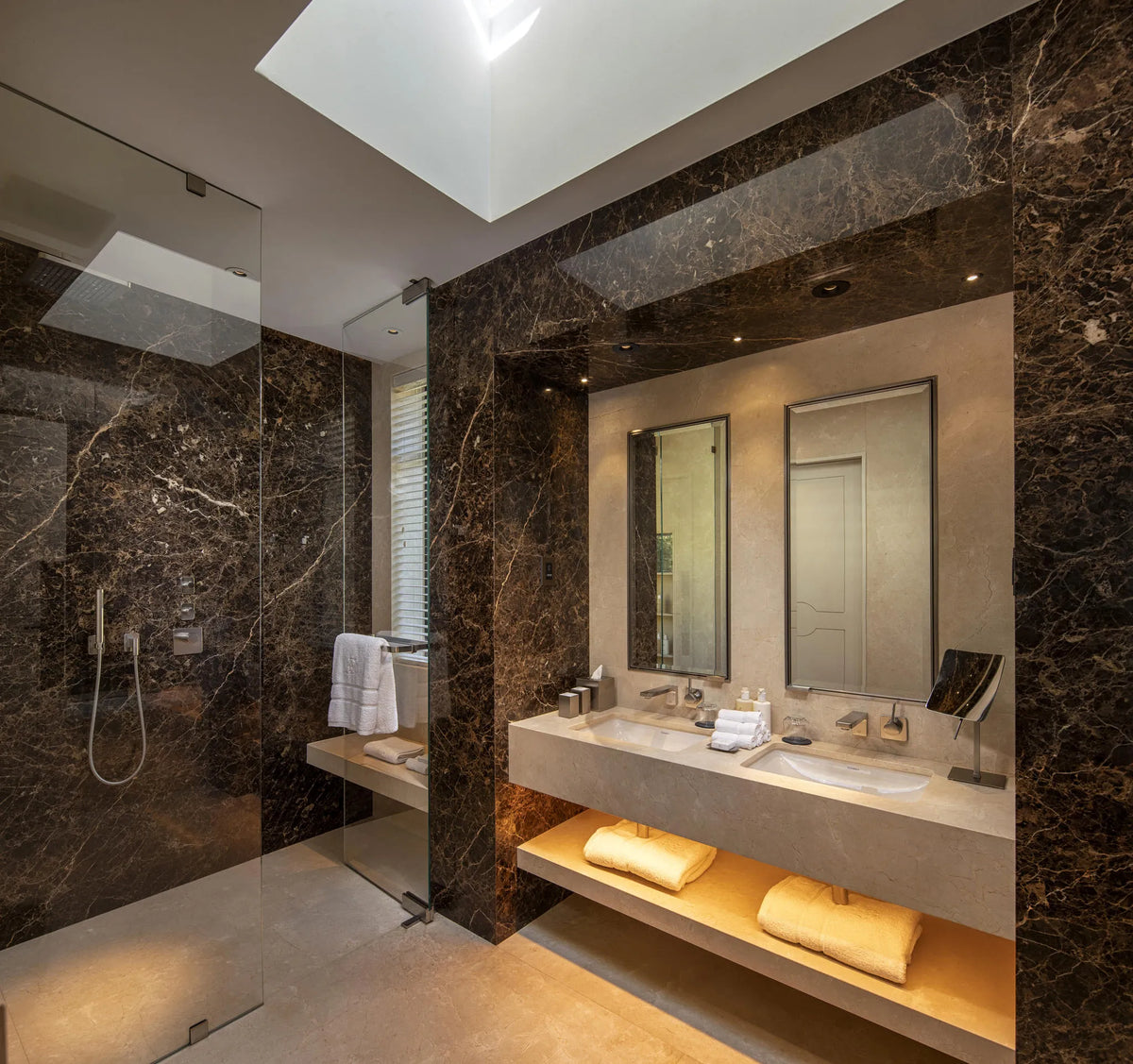 Delaire Graff Lodges Luxury Marble Bathrooms at Delaire Graff Lodges & Spa, Stellenbosch, South Africa.