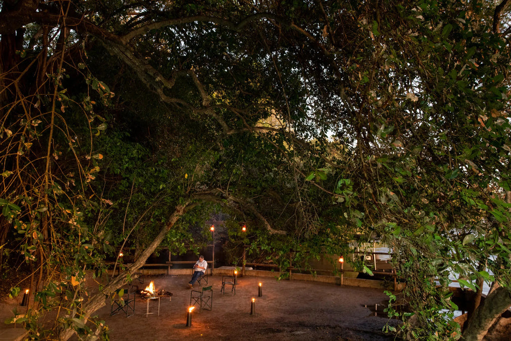 Ichingo Chobe River Lodge bonfire at Ichingo Chobe River Lodge by Mantis, Impalila Island, Namibia.