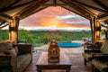 Communal lounge view with swimming pool