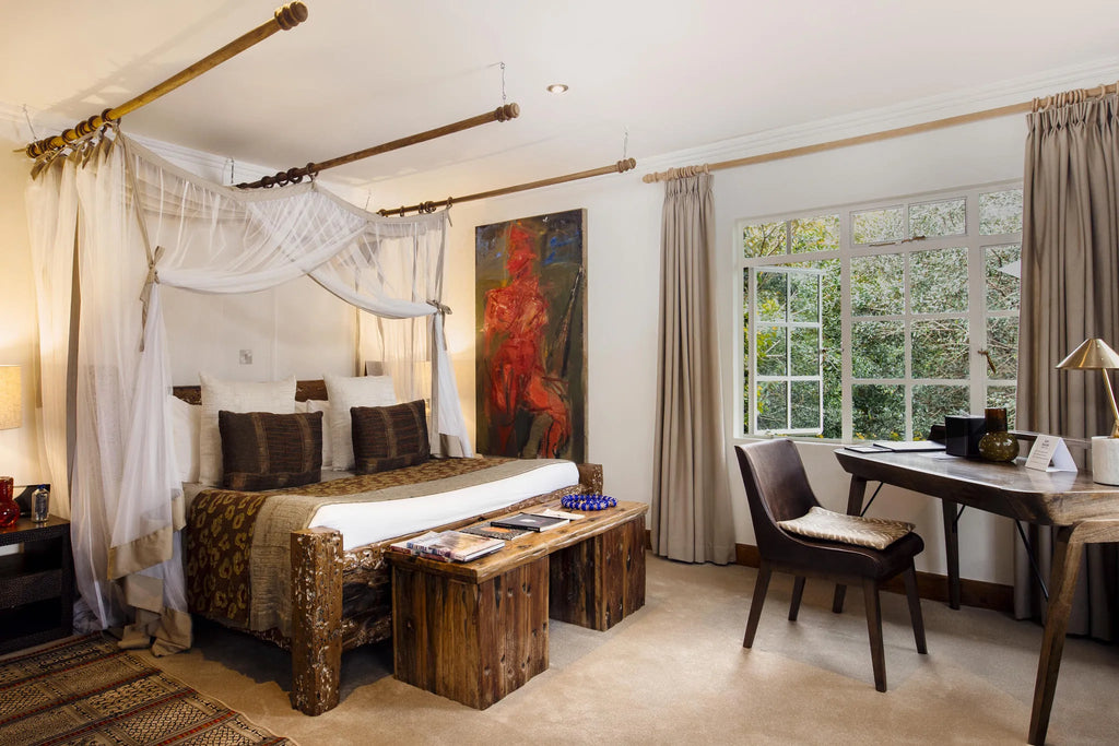 Forest view bedroom at Hemingways Eden, Nairobi, Kenya.