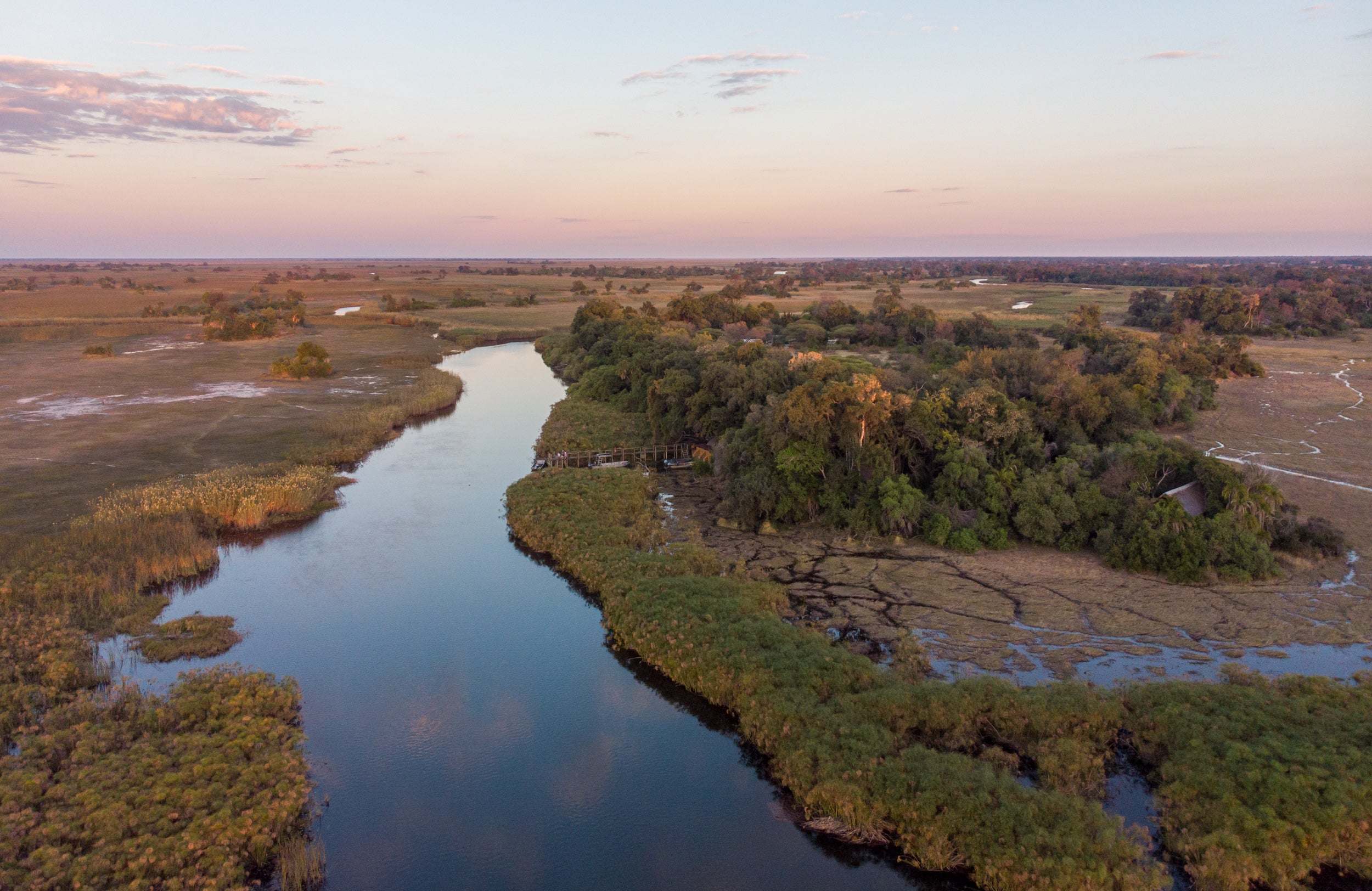 Aerial view of the Okavango Panhandle Landscape