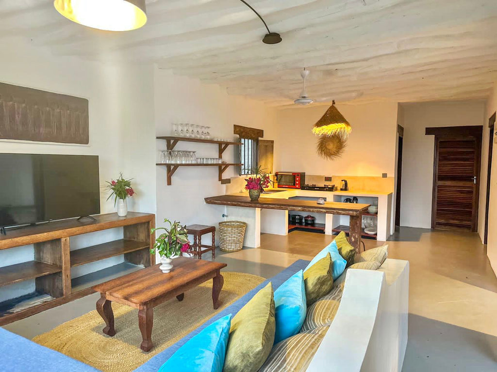 Downstairs open plan kitchen tv lounge