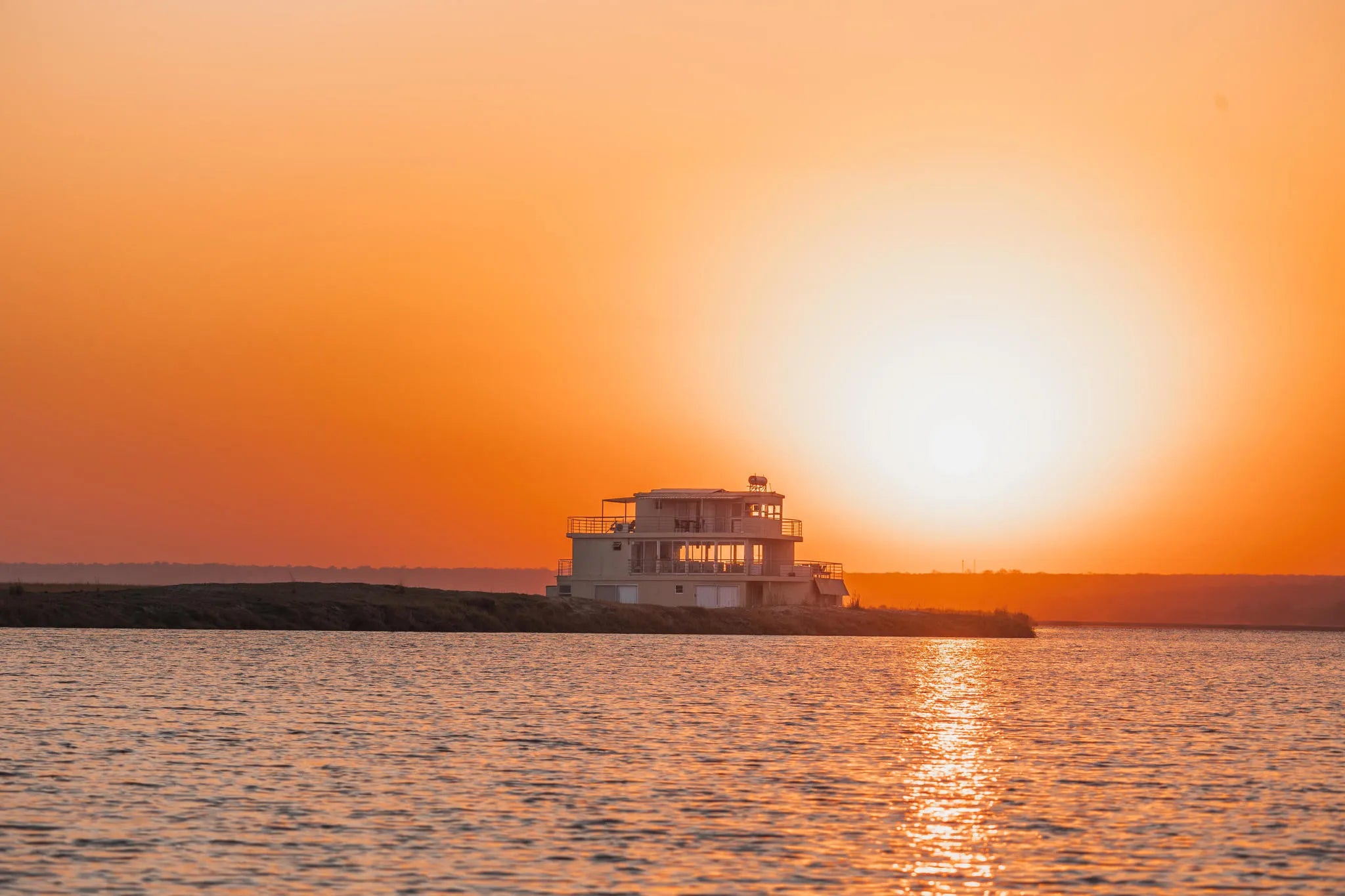 Chobe Princess at sunset 1 at Chobe Princess By Mantis, Chobe River Front Namibia, Namibia.