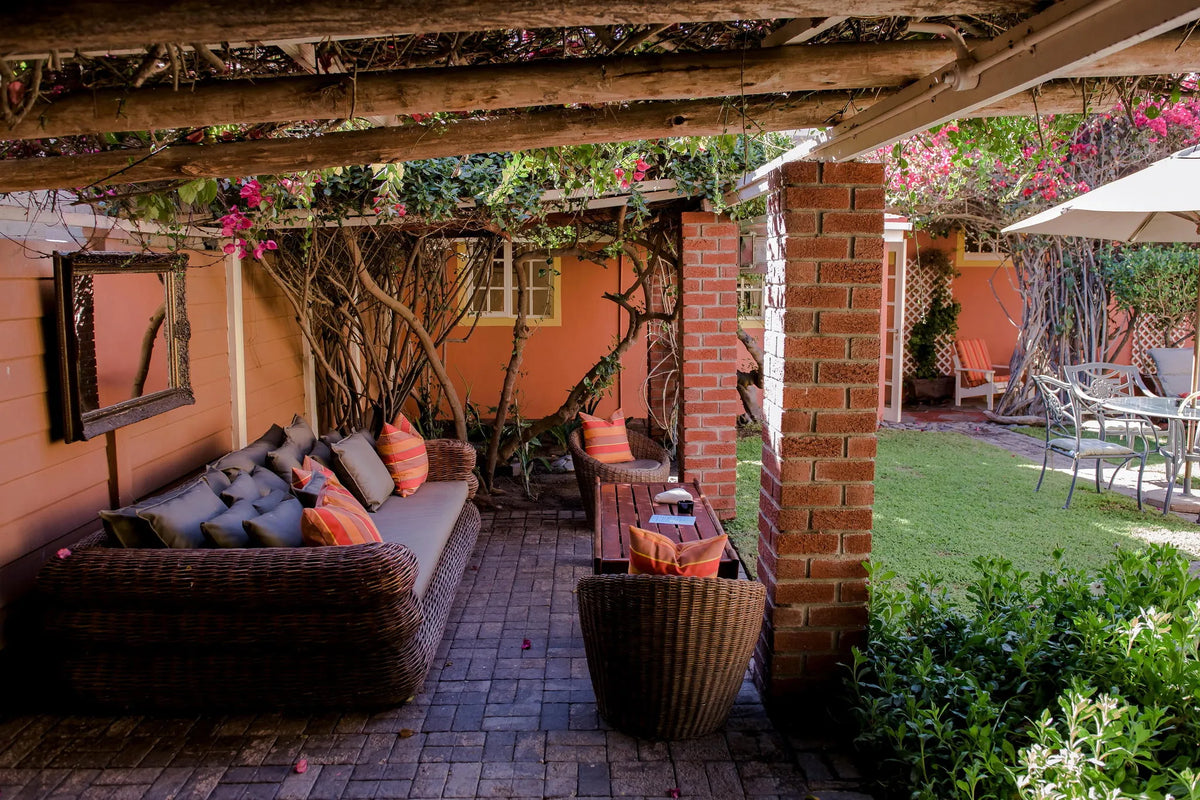 Lounge garden area at Villa Margherita Swakopmund, Swakopmund, Namibia.