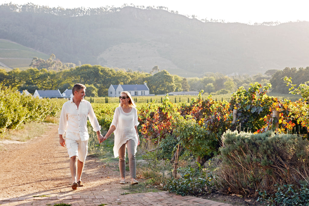 Couple strolling through the grounds