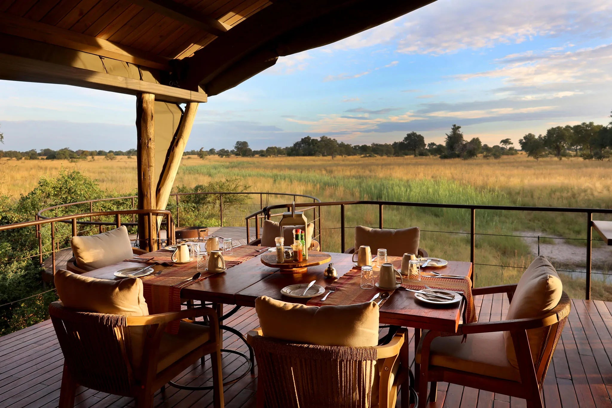 22025 Nkasa Lupala dining area at Nkasa Lupala Tented Lodge, Nkasa Rupara National Park, Namibia.