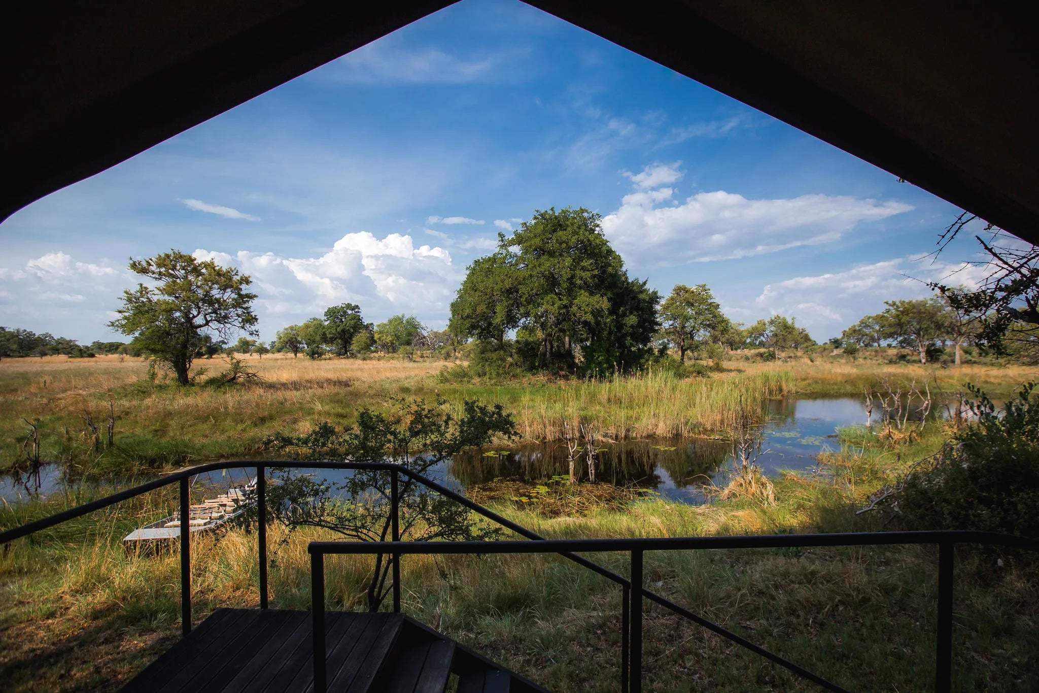 View from the chalet at Nkasa Lupala Tented Lodge, Nkasa Rupara National Park, Namibia.