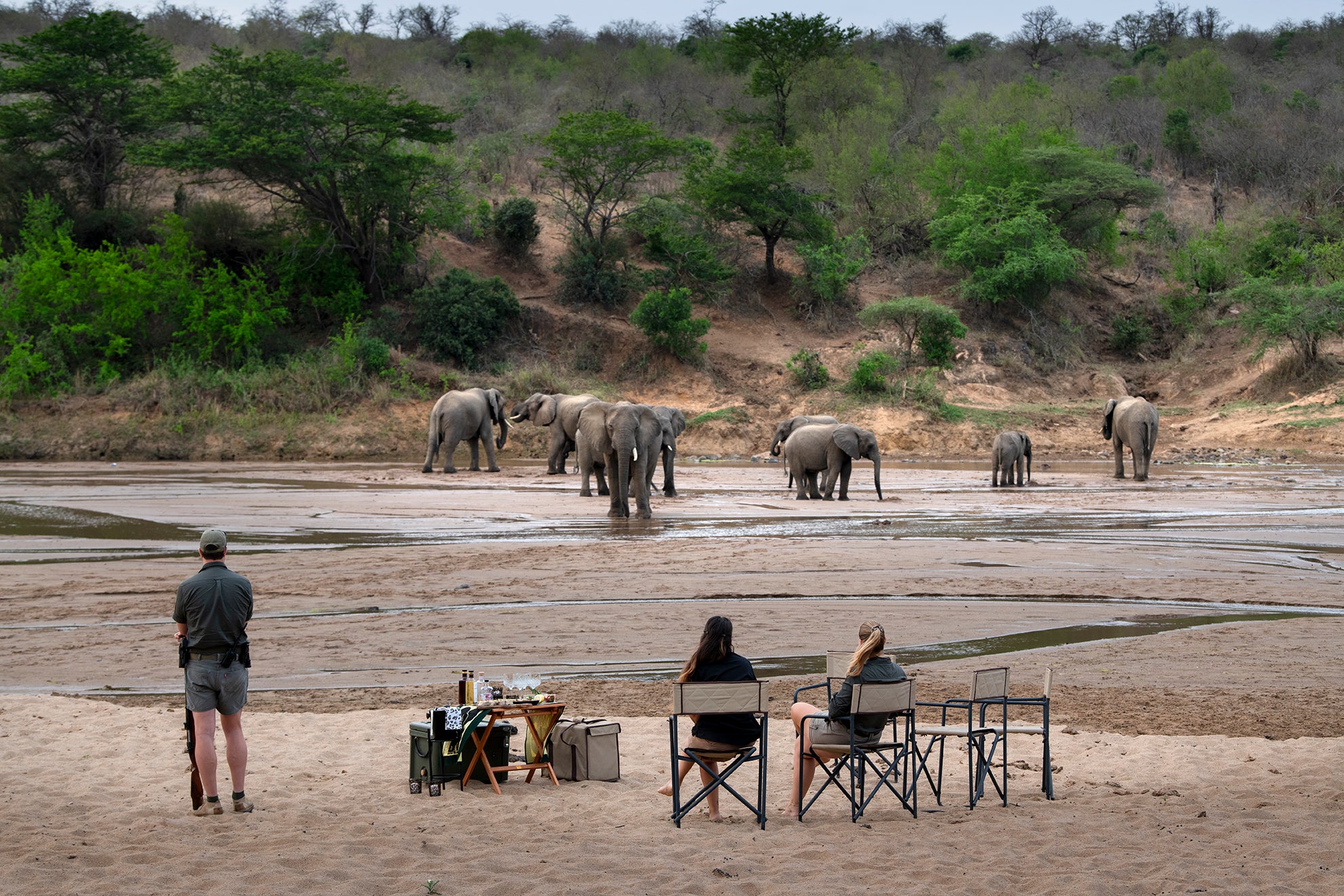 Sundowners on the banks of the White Imfolozi river