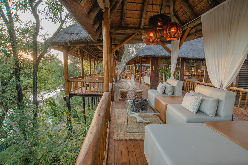 Outdoor deck area at River Lodge