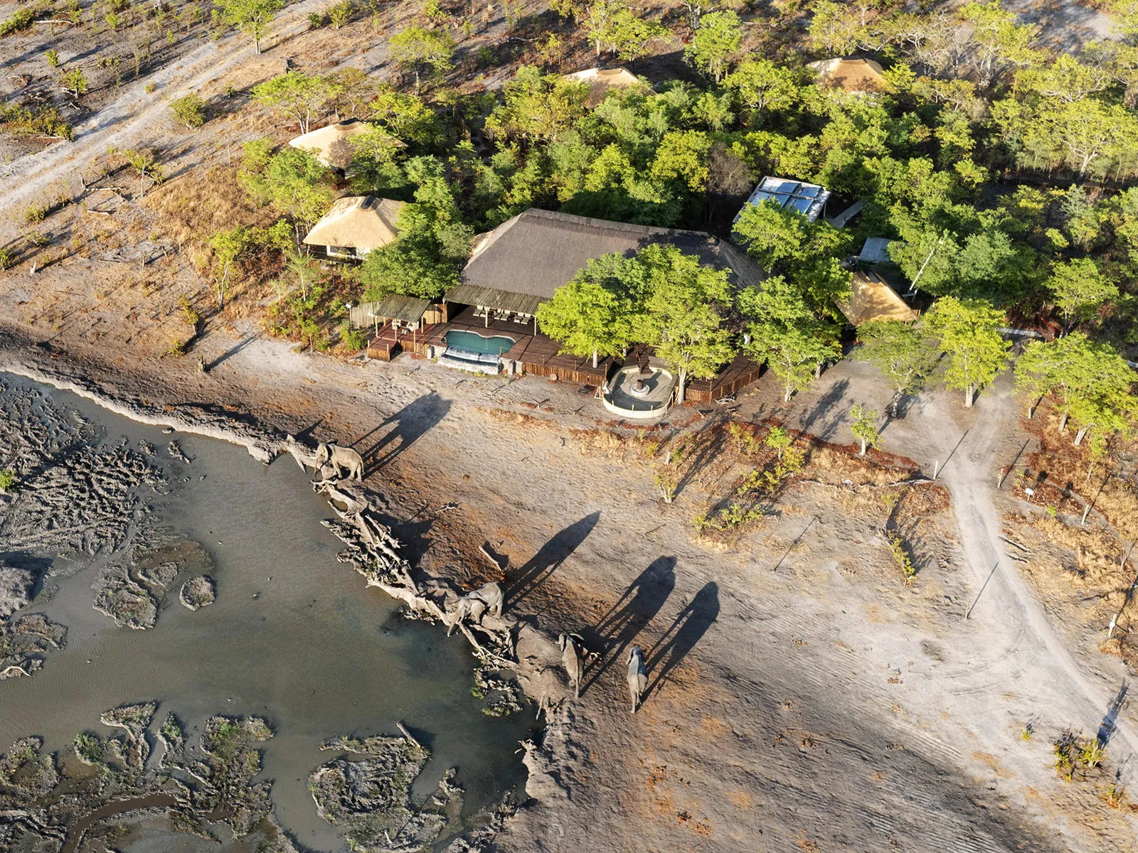 Birds-eye view at Hideaways Camp Kuzuma, Chobe, Kazuma Forest Reserve, Botswana.