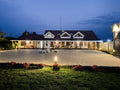 Lodge exterior at dusk