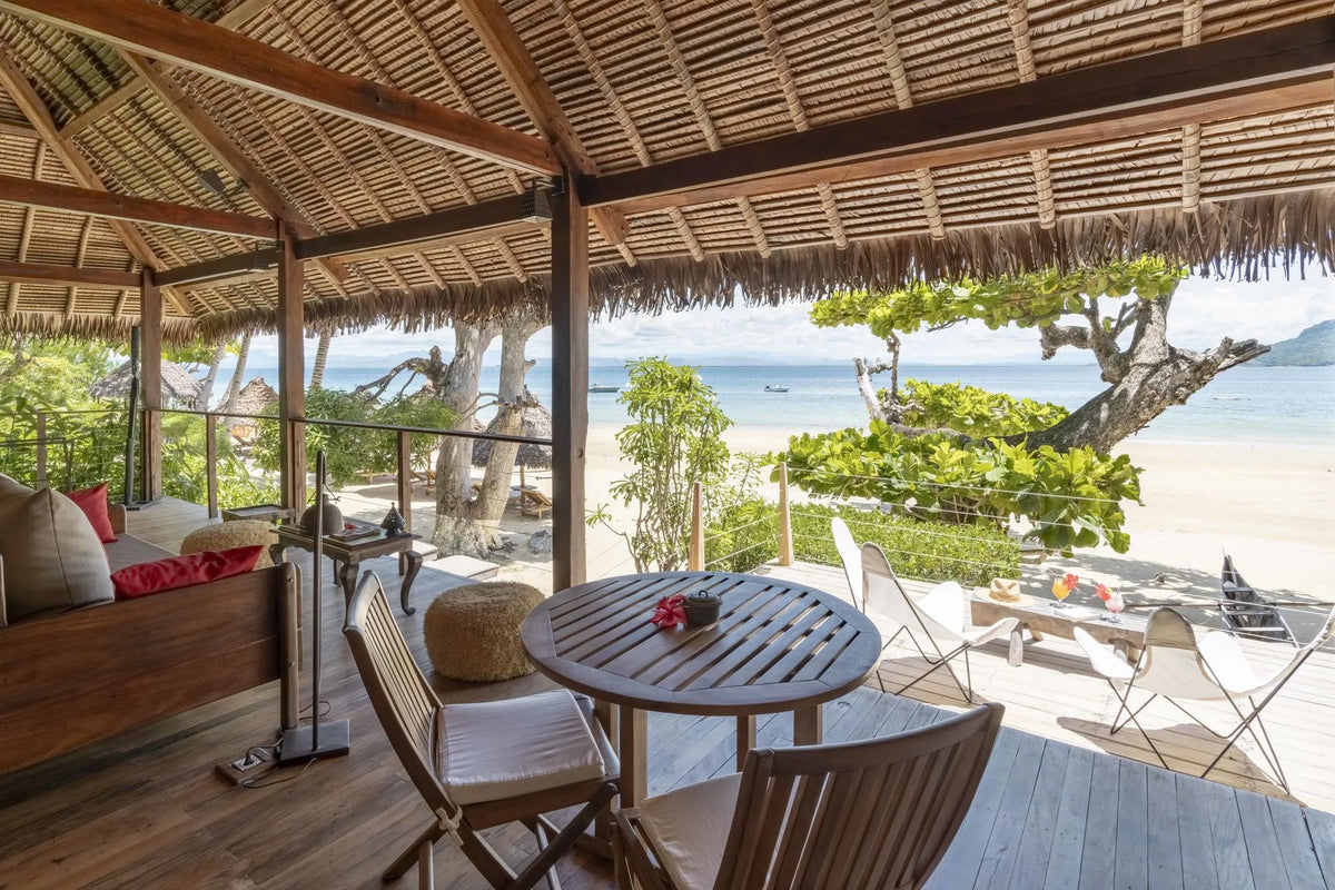 Private verandah of Ocean View Suite at Time + Tide Tsara Komba, Nosy Komba, Madagascar.