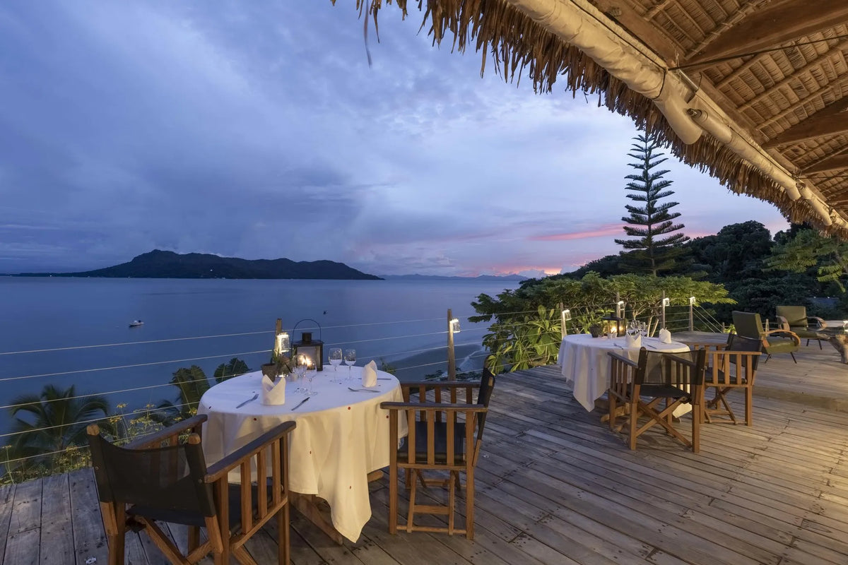 Dining at Tsara Komba at Time + Tide Tsara Komba, Nosy Komba, Madagascar.