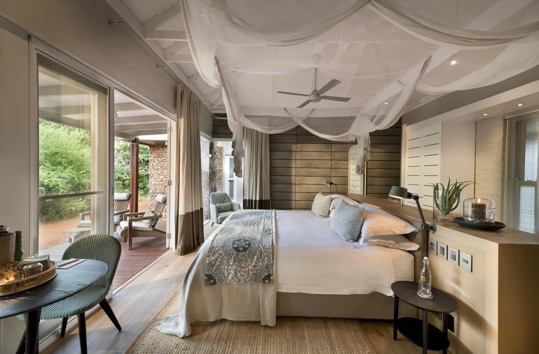 Morukuru Farm House - bedroom at Morukuru Farm House, Madikwe Game Reserve, South Africa.