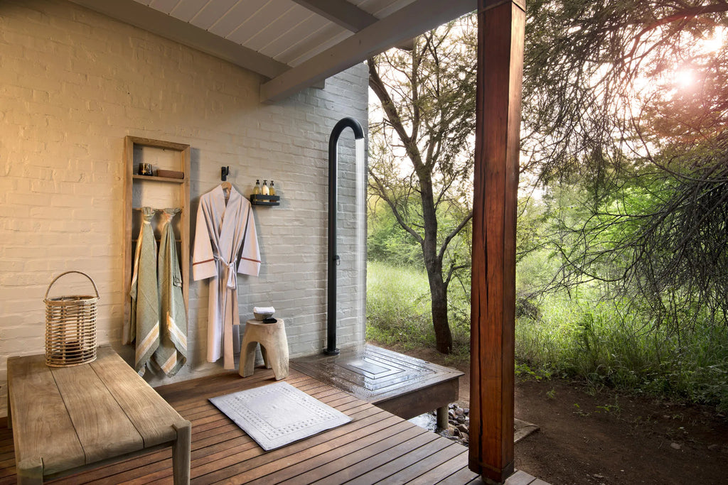 Morukuru Farm House - outside shower at Morukuru Farm House, Madikwe Game Reserve, South Africa.