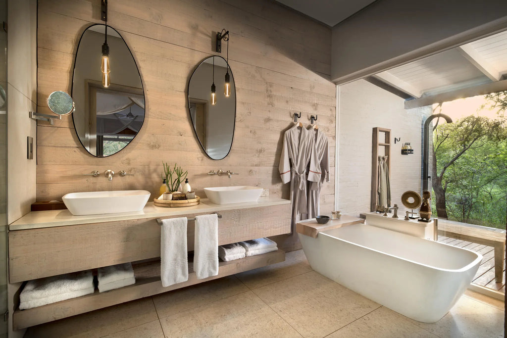 Morukuru Farm House - bathroom en-suite at Morukuru Farm House, Madikwe Game Reserve, South Africa.