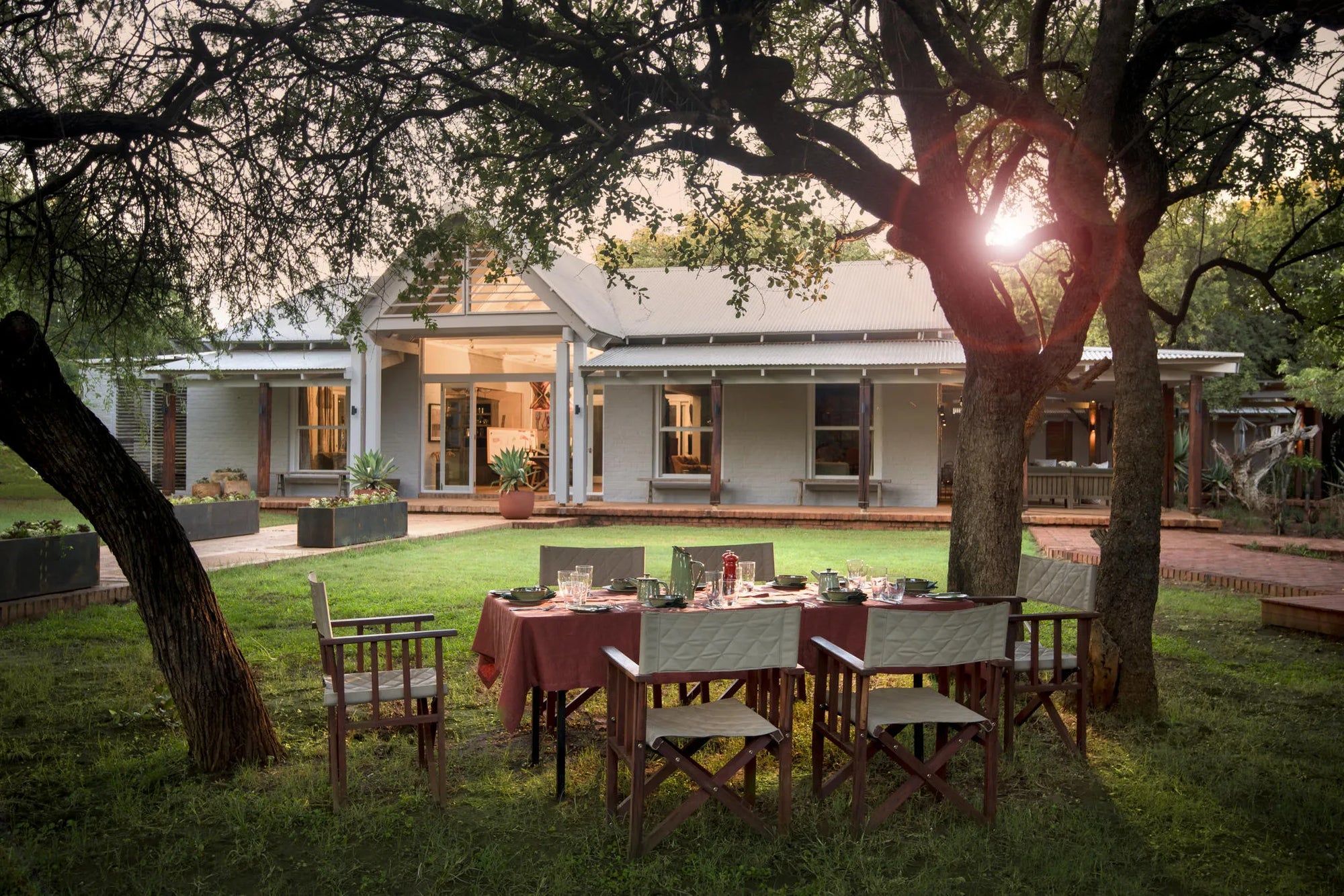Morukuru Farm House - lunch on the lawn at Morukuru Farm House, Madikwe Game Reserve, South Africa.