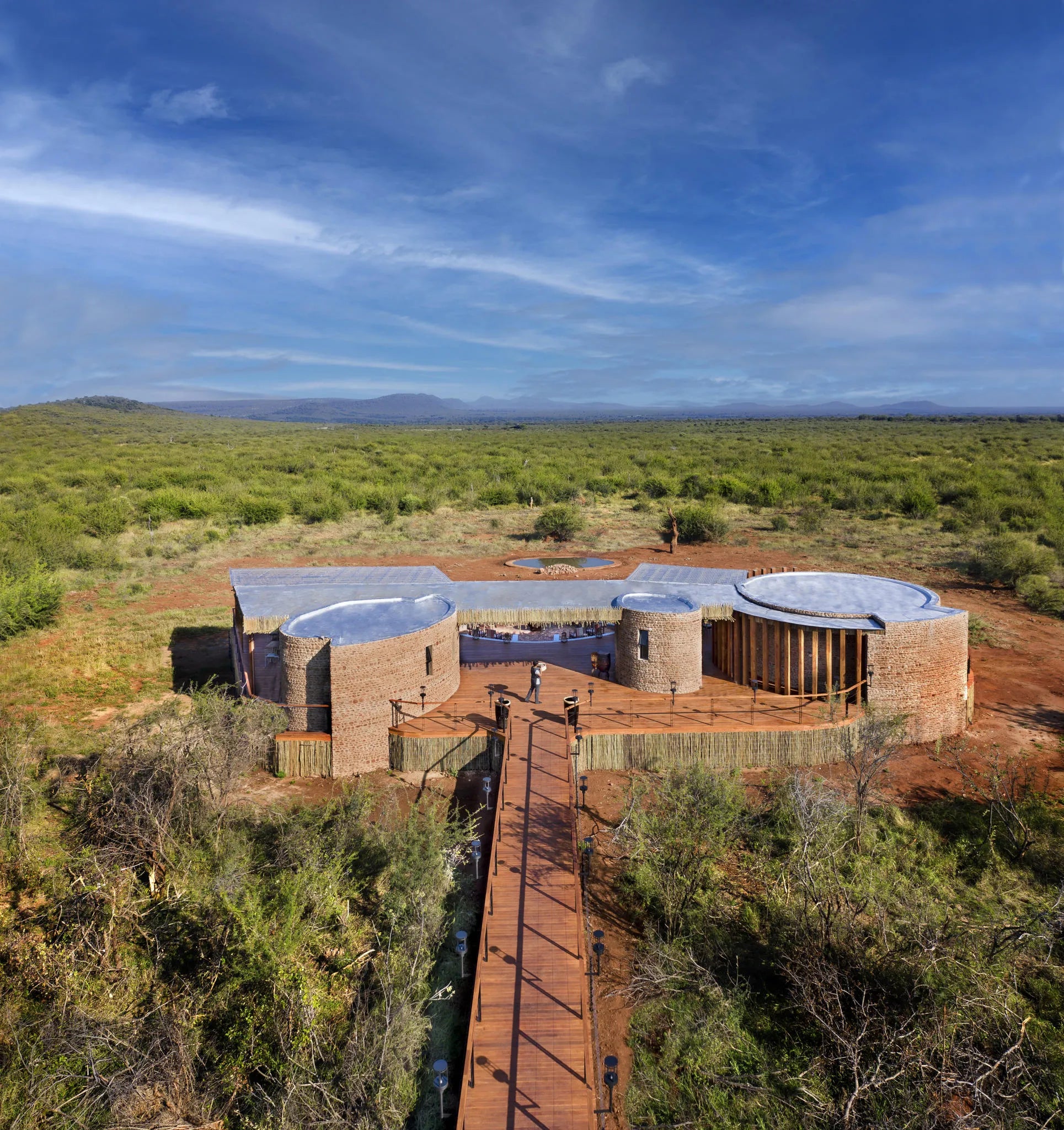 Morukuru Farm House - aerial view of viewing deck at Morukuru Farm House, Madikwe Game Reserve, South Africa.