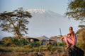 Guest Suite, Elephant, Mount Kilimanjaro and Maasai Warrior