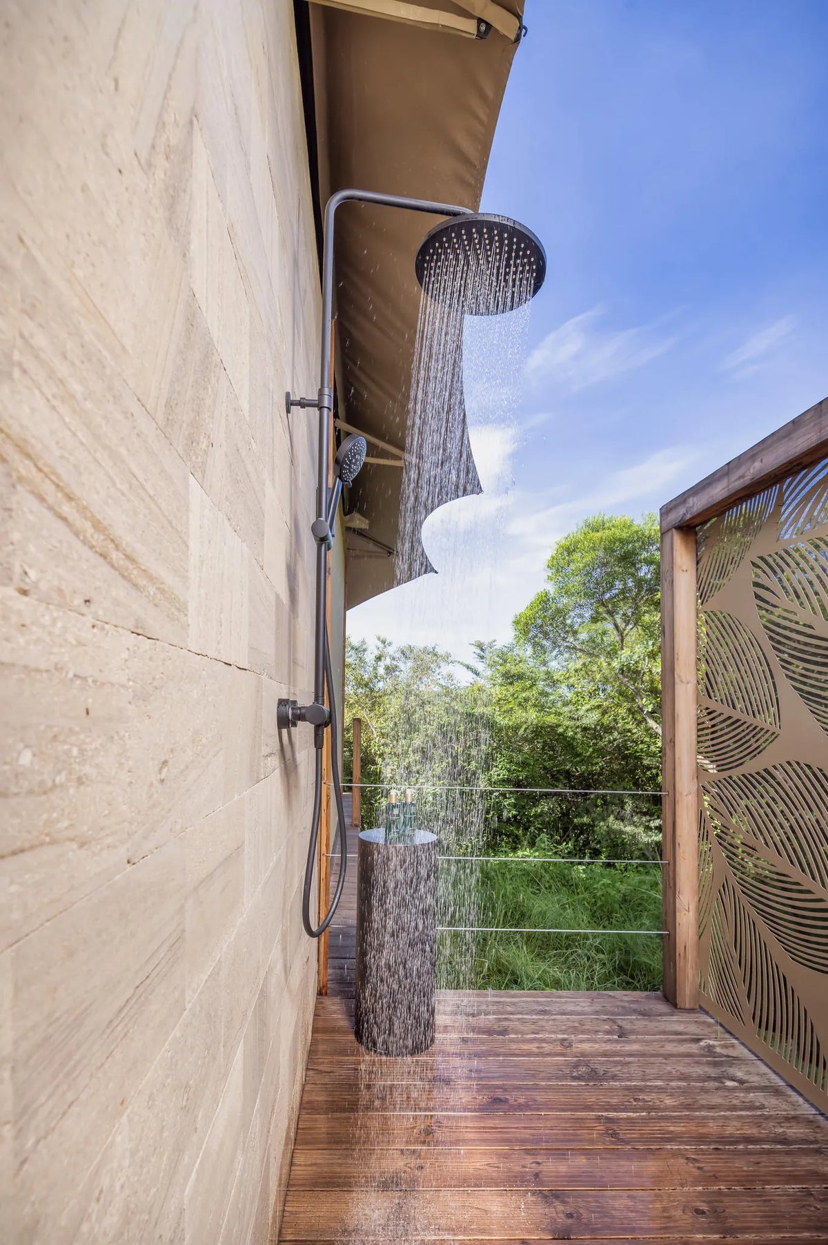 Outdoor Shower at JW Marriott Masai Mara Lodge, Masai Mara, Kenya.
