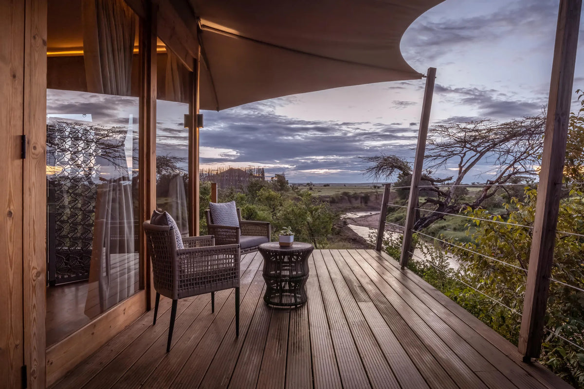 Tent deck at JW Marriott Masai Mara Lodge, Masai Mara, Kenya.