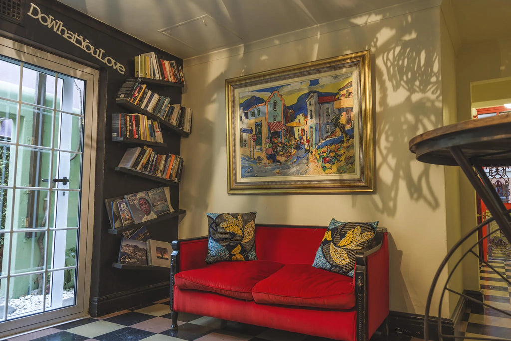 Library Reception at La Rose Bed & Breakfast, Cape Town, South Africa.