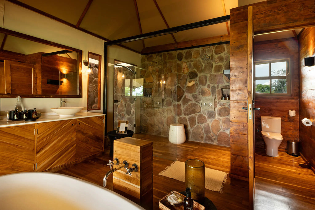 Asilia Africa - Sayari Retreat - Bathroom at Retreats at Sayari, Northern Serengeti, Tanzania.