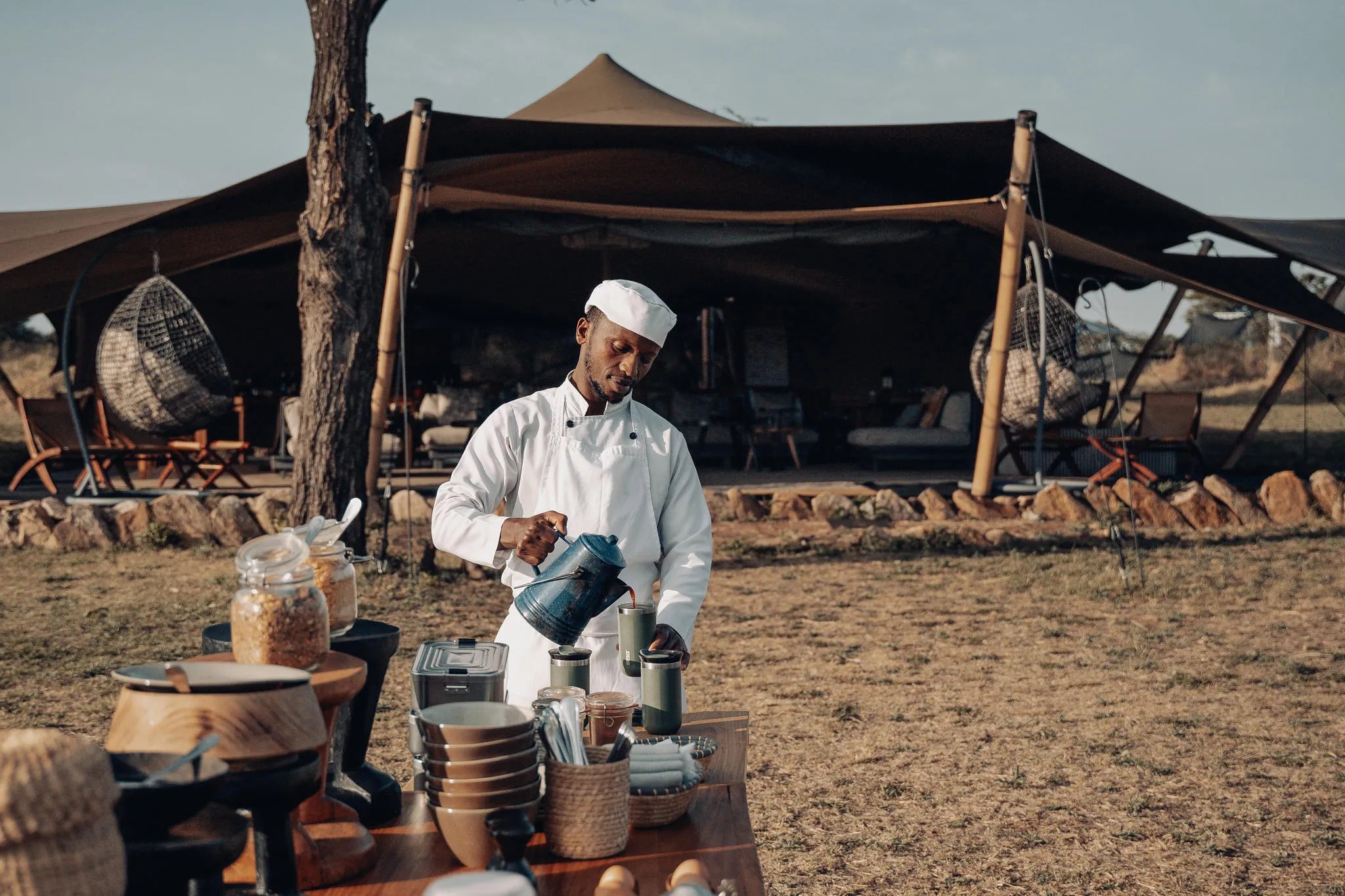 Enjoy a piping hot coffee before your early morning activity. at Wilderness Usawa - Serengeti National Park, Serengeti Nat...