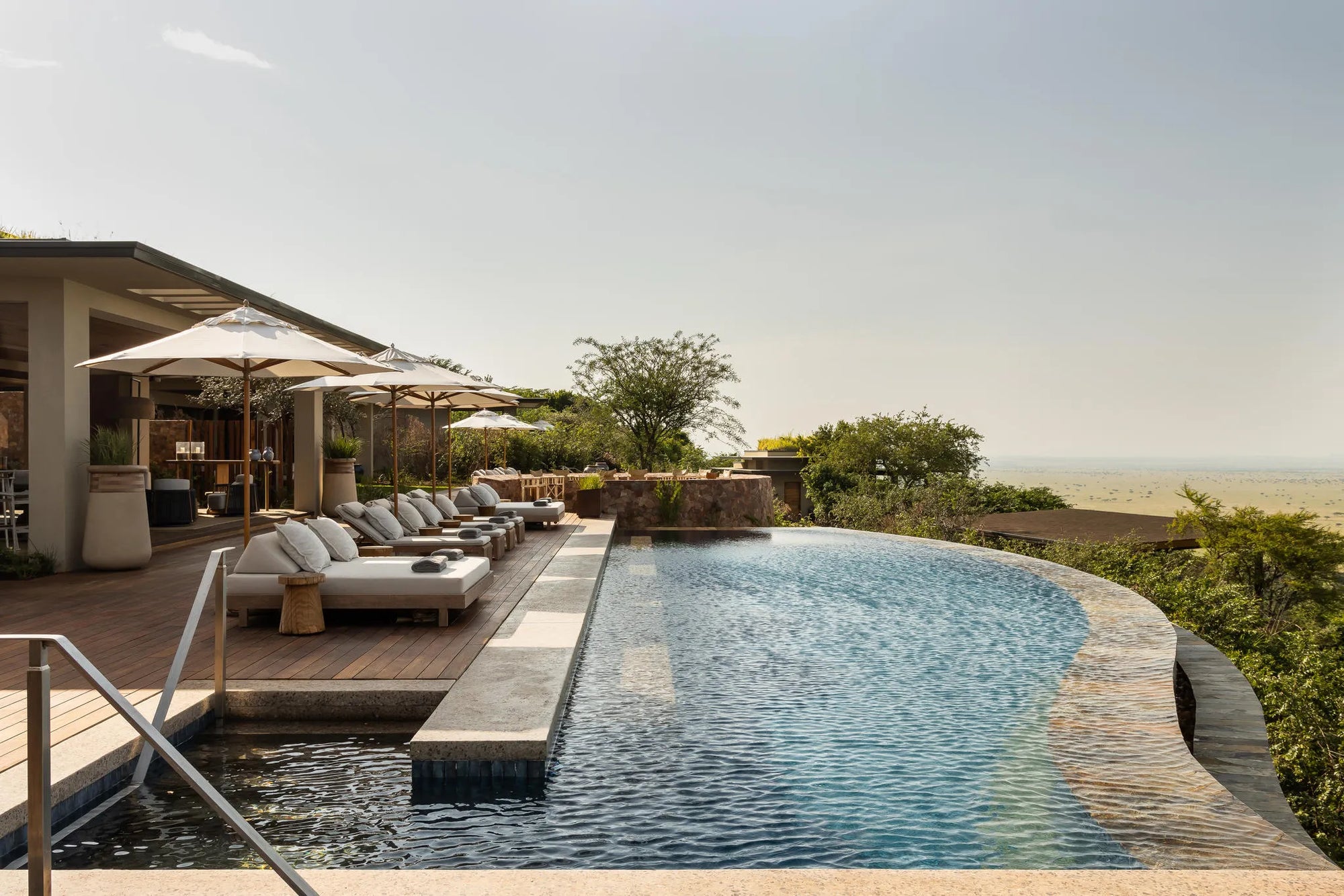 Singita Milele Main Pool at Singita Milele, Singita Serengeti Grumeti, Tanzania.