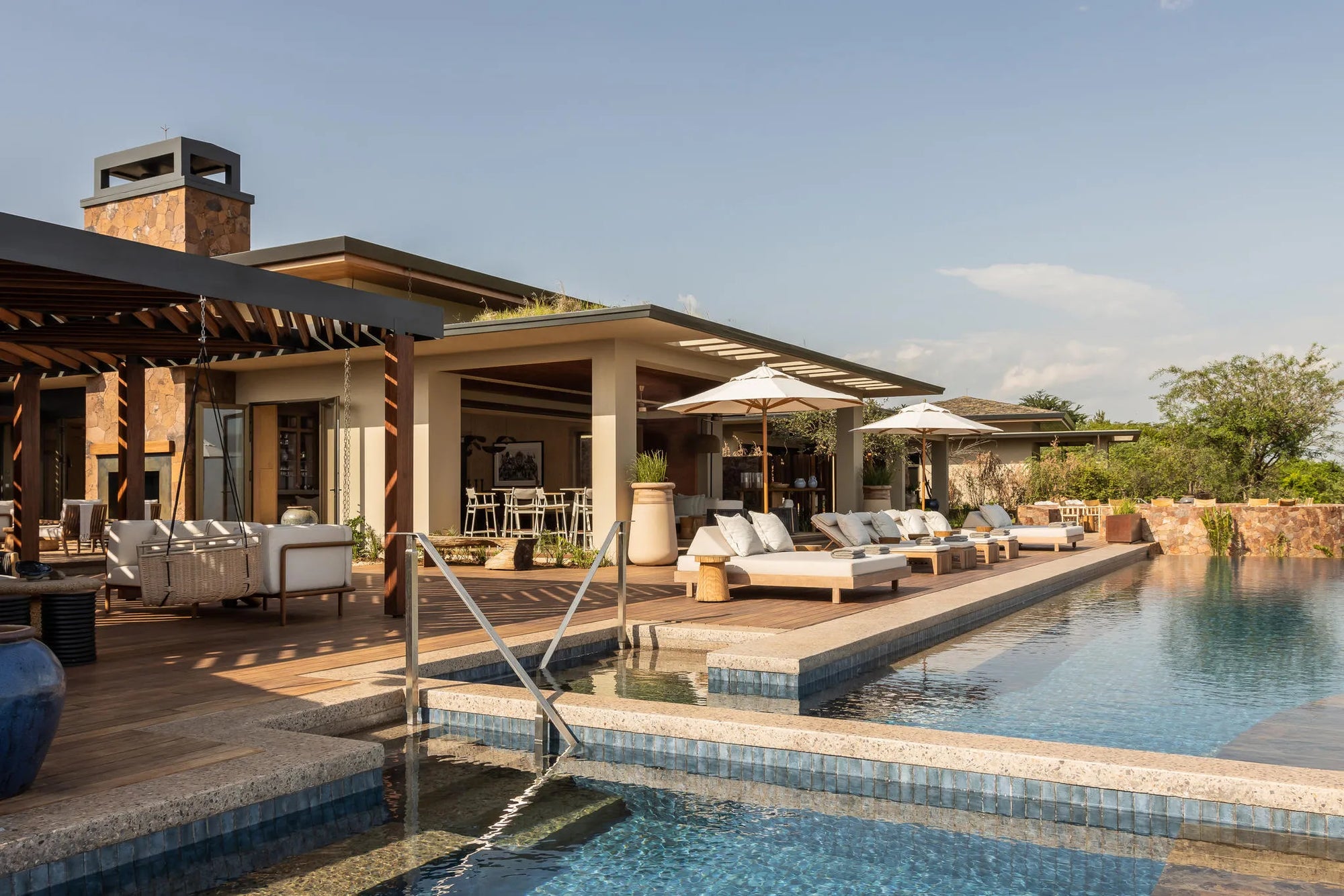 Singita Milele Main Pool at Singita Milele, Singita Serengeti Grumeti, Tanzania.