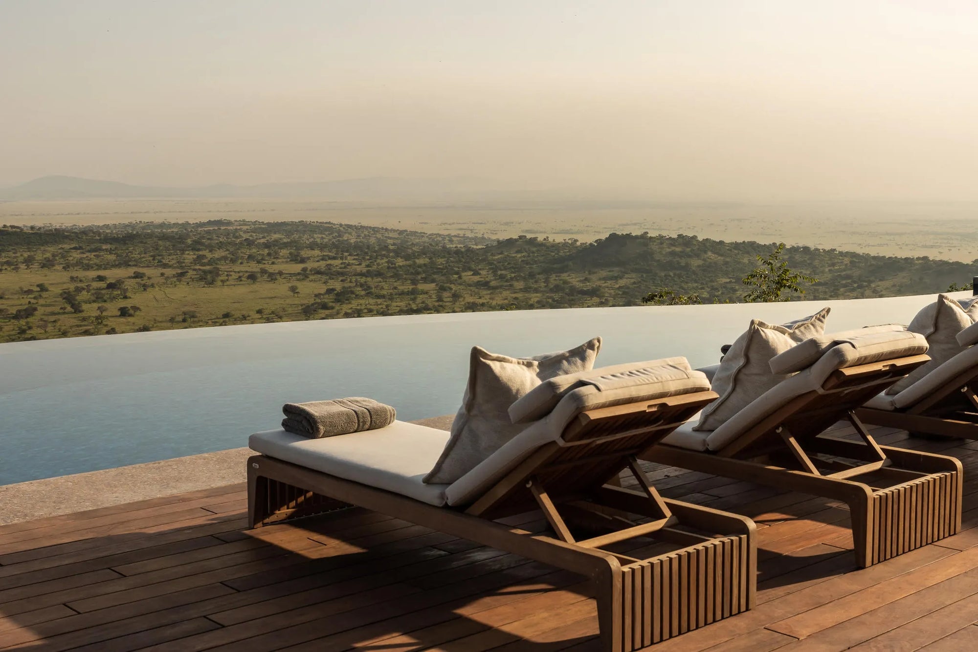 Singita Milele Main Pool at Singita Milele, Singita Serengeti Grumeti, Tanzania.