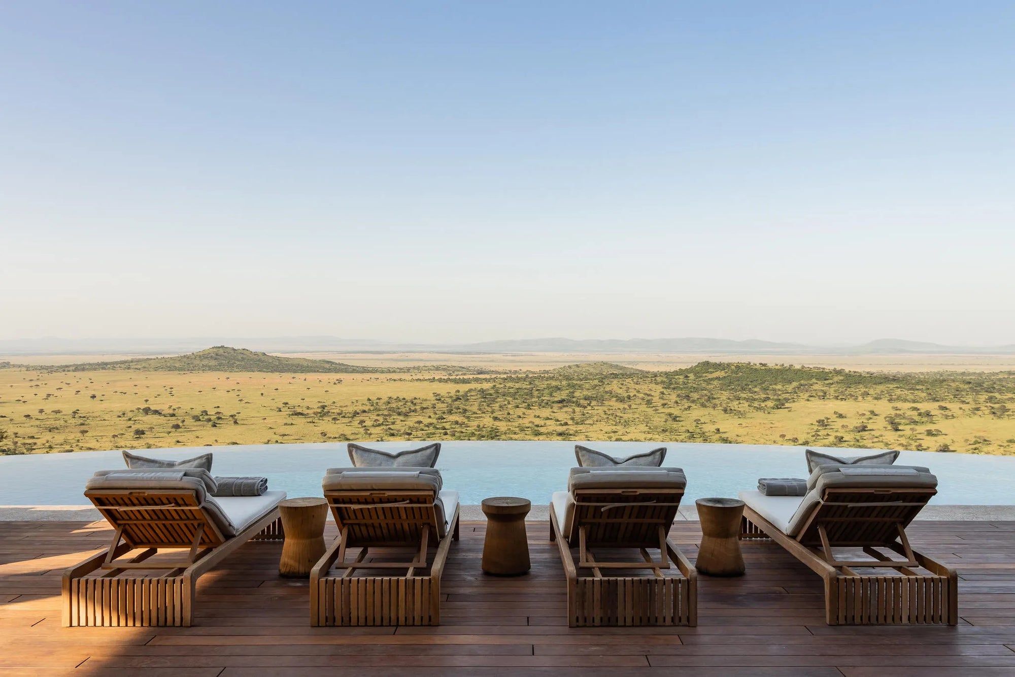 Singita Milele Main Pool at Singita Milele, Singita Serengeti Grumeti, Tanzania.