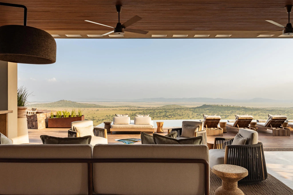 Outdoor Lounge at Singita Milele, Singita Serengeti Grumeti, Tanzania.
