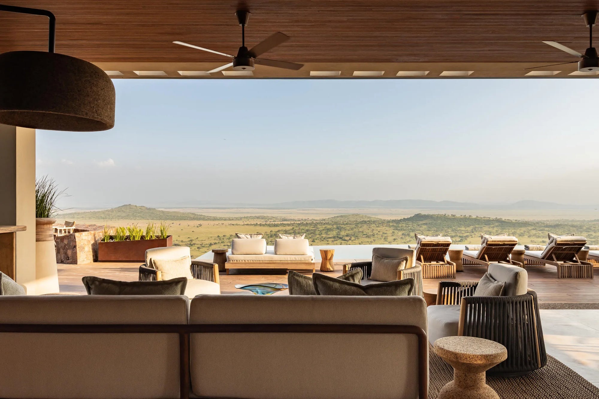 Outdoor Lounge at Singita Milele, Singita Serengeti Grumeti, Tanzania.