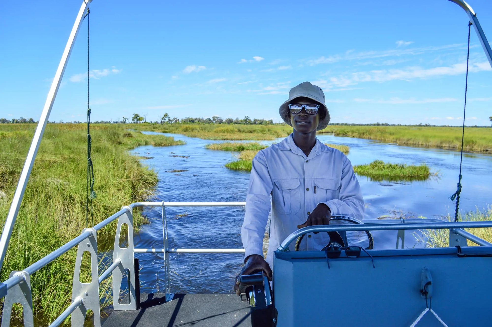Cruising the Delta on Sitatunga's Edge Excursion at MmaTsebe Tented Camp , Khwai, Botswana.