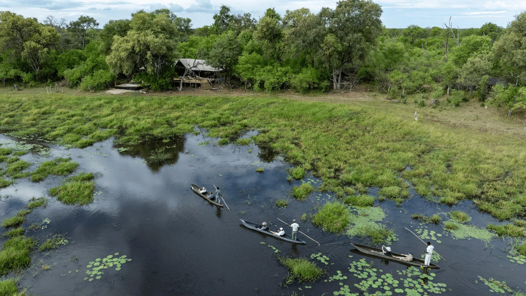 MmaTsebe set on Mbudi River's Edge at MmaTsebe Tented Camp , Khwai, Botswana.