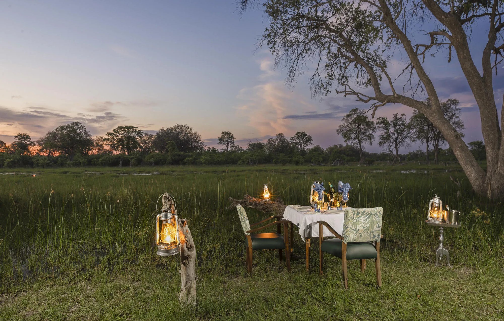 MmaTsebe's Bush Dinner at MmaTsebe Tented Camp , Khwai, Botswana.