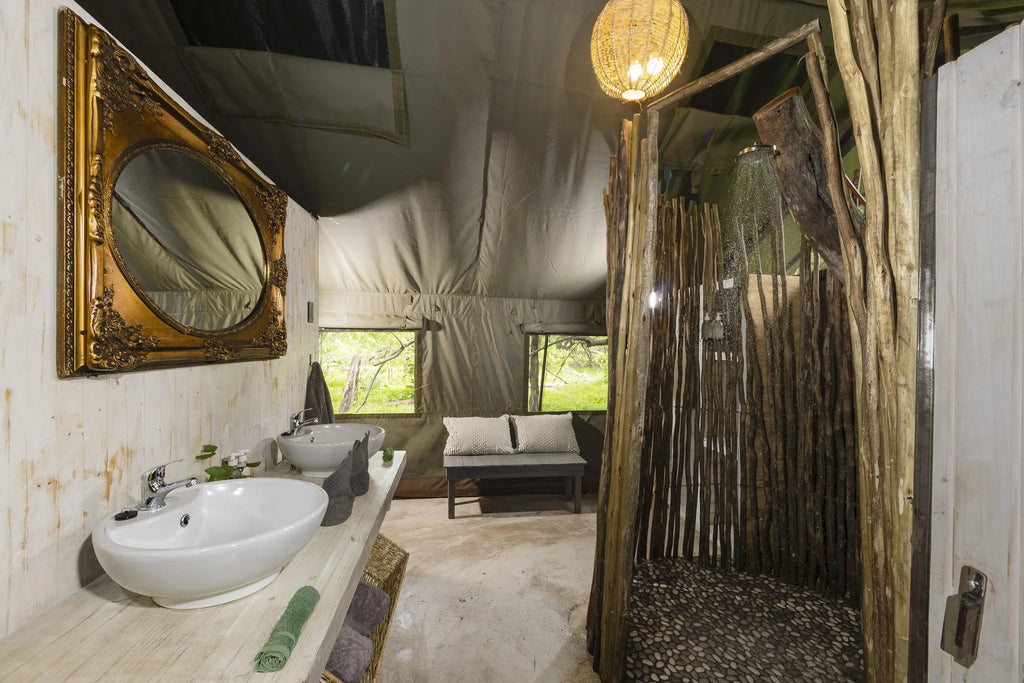 MmaTsebe's Bathroom at MmaTsebe Tented Camp , Khwai, Botswana.
