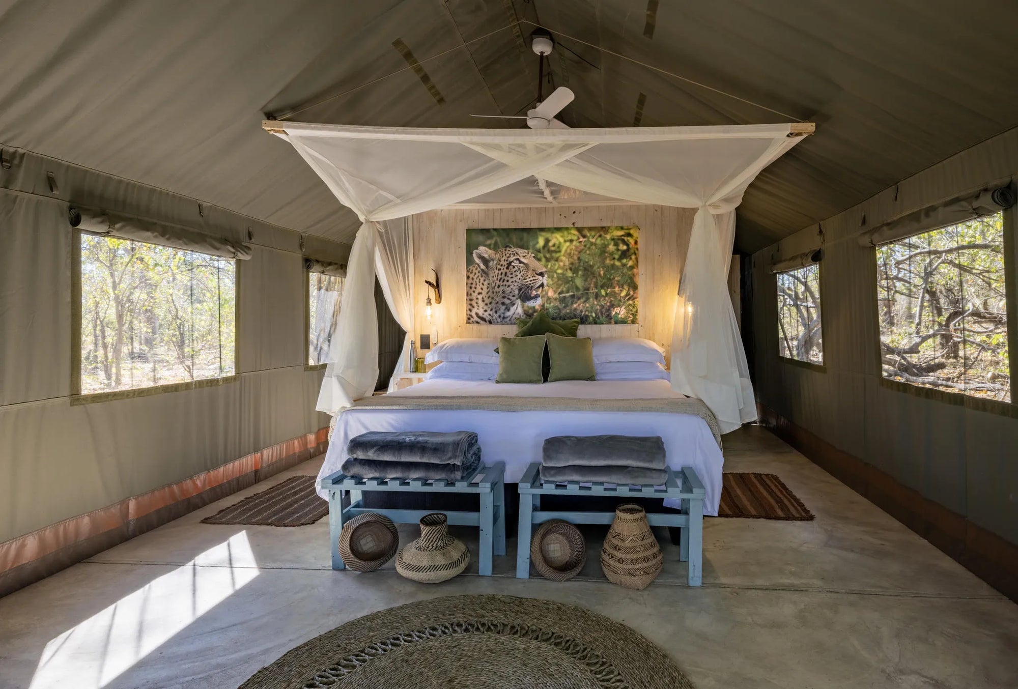 MmaTsebe Double Tent at MmaTsebe Tented Camp , Khwai, Botswana.