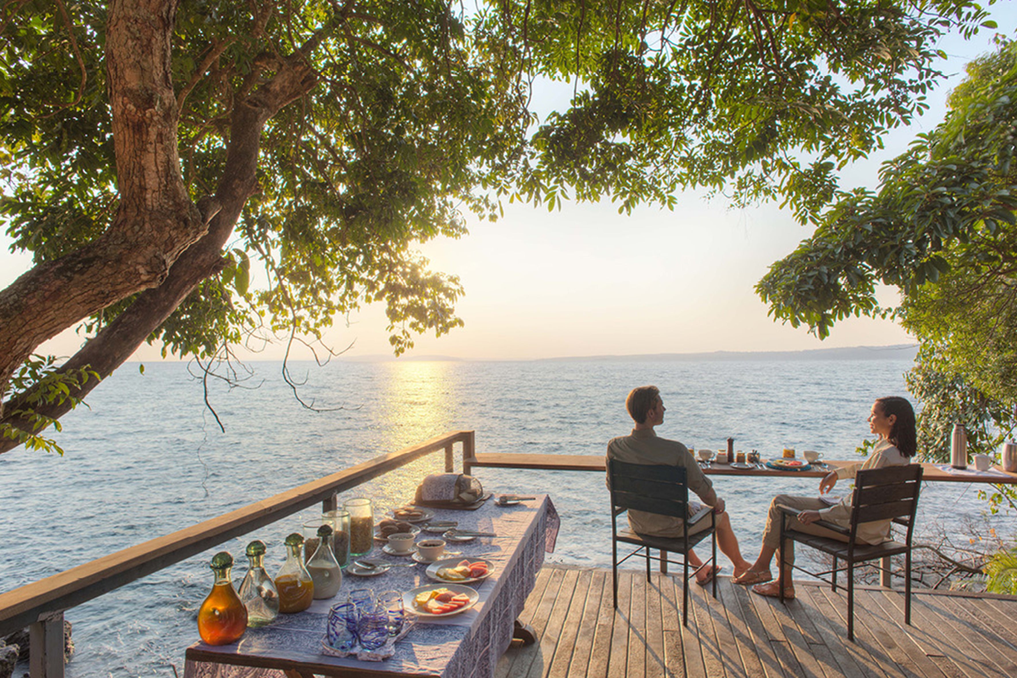 Rubondo Island Camp - Breakfast deck overlooking Lake Victoria